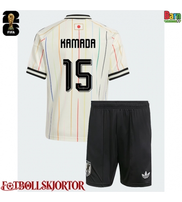 Japan Daichi Kamada #15 Borta Kläder Barn VM 2026 Kortärmad (+ Korta byxor)
